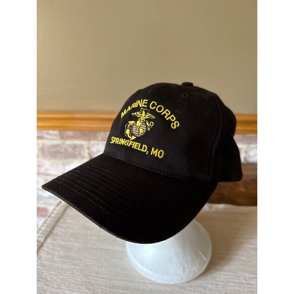 Port Authority Black Marine Corps Springfield MO Hat Adjustable Cap - Picture 1 of 13